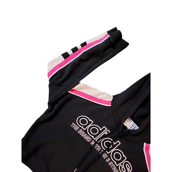 Rare Adidas Y2K Color-Block Cropped Hoodie 💗🖤 Retro Moto size xsmall - Picture 7 of 8